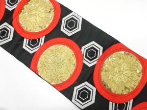 アンティーク　重ね亀甲に華紋織り出し袋帯（着用可）